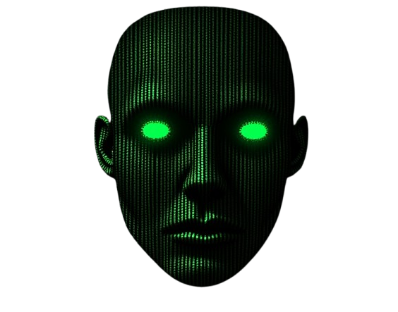 Stylised matrix-code portrait of Dr. Yusri Salleh